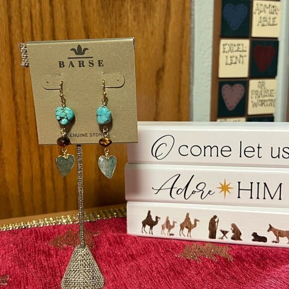 NWT Barse Genuine Stones Tiger’s Eye & Magnesite Drop Fishhook Earrings #BJER - Picture 6 of 6